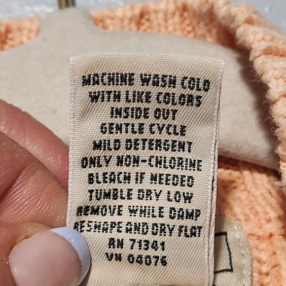 VTG L.L. BEAN Women's Peach Mock Neck Sleeveless Sweater Vest Large Reg 90's - Picture 7 of 10